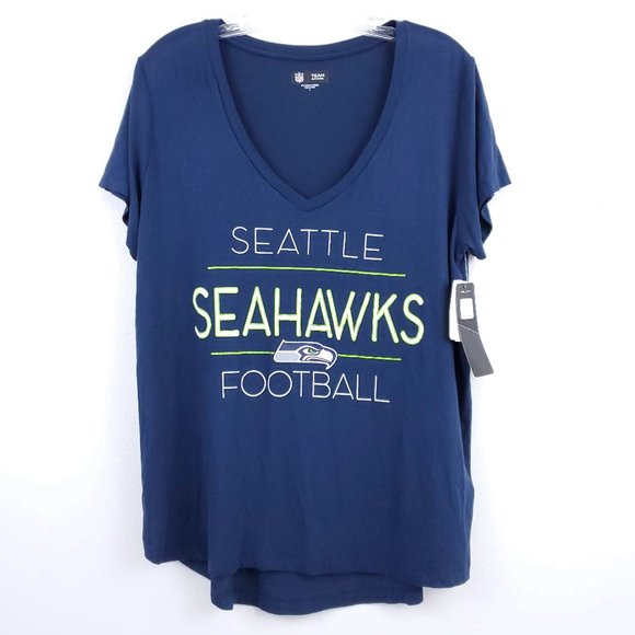 NFL Tops - NFL SEATTLE SEAHAWKS FOOTBALL V NECK TEE NWT SZ L